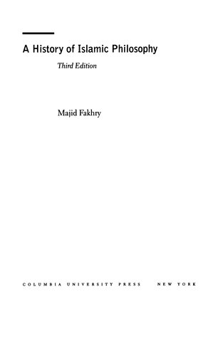 A History of Islamic Philosophy