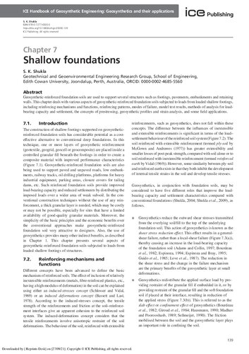 Shallow foundations; Handbook of geosynthetic Engineering