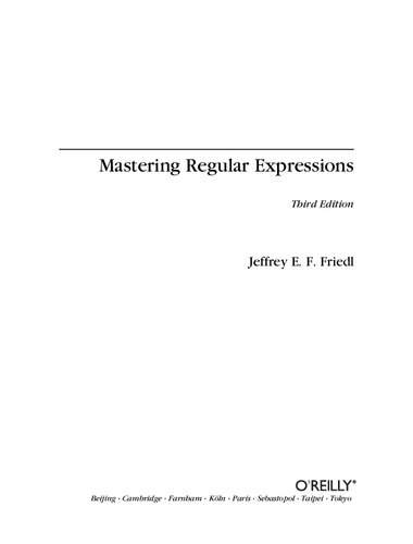 Mastering Regular Expressions 3rd : Regular Expressions