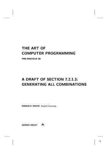 The Art of Computer Programming. Pre-Fascicle 3A. A Draft of Section 7.2.1.3: Generating All Combinations