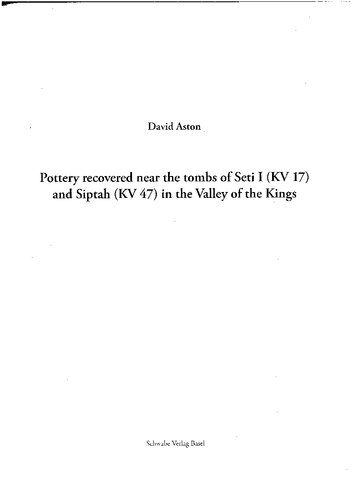 Pottery recovered near the tombs of Seti I (KV 17) and Siptah (KV 47) in the Valley of the Kings