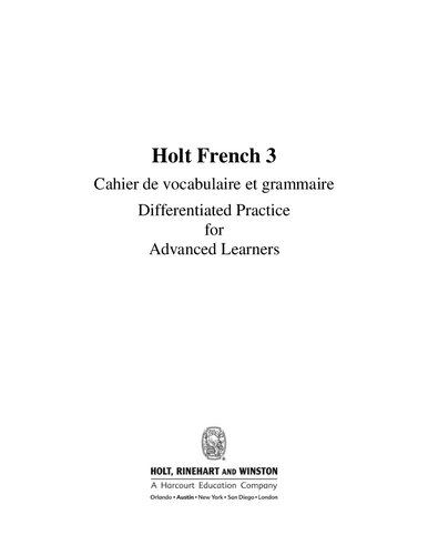 Bien Dit!: Vocabulary and Grammar Workbook Student Edition Level 3