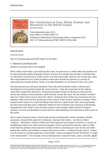 The Colonisation of Time: Ritual, Routine and Resistance in the British Empire