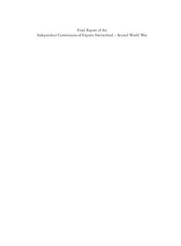 Final Report of the Independent Commission of Experts : Switzerland – Second World War