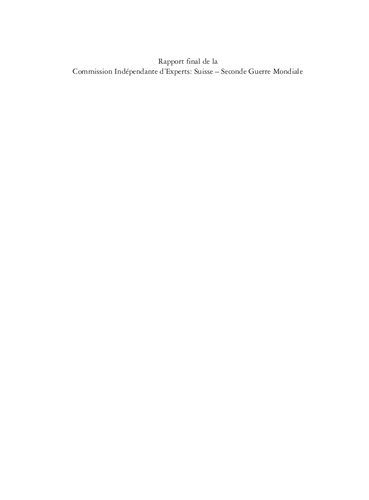 La Suisse, le national-socialisme et la Seconde Guerre mondiale : Rapport final