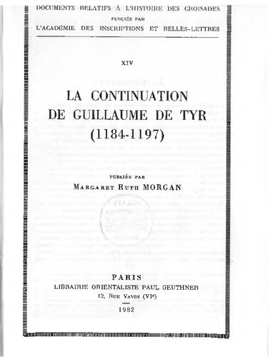 La Continuation de Guillaume de Tyr, 1184-1197
