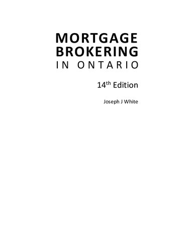 Mortgage Brokering in Ontario Agent Edition 2021