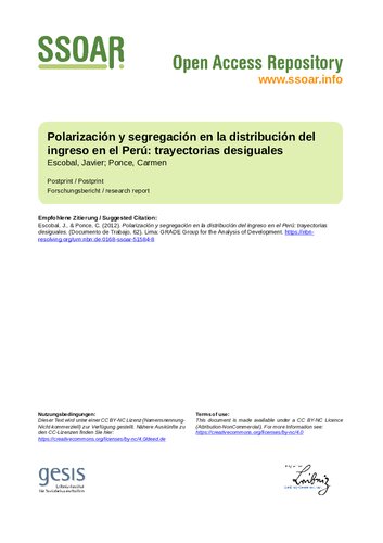 Polarización y segregación en la distribución del ingreso en el Perú: trayectorias desiguales