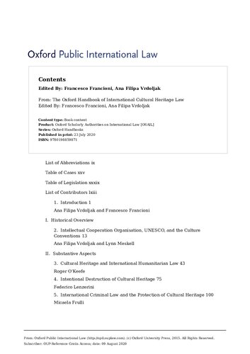 The Oxford Handbook of International Cultural Heritage Law (Oxford Handbooks)