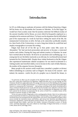 Origen and Prophecy: Fate, Authority, Allegory, and the Structure of Scripture