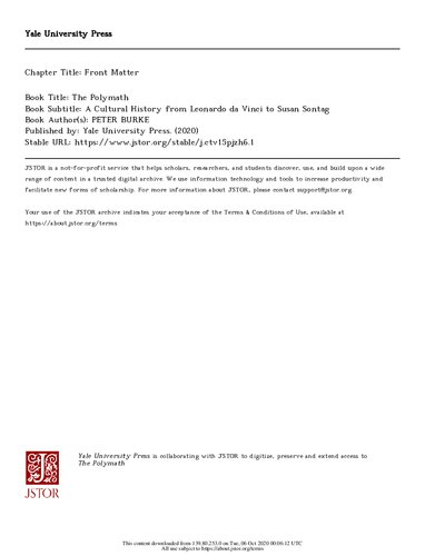 The Polymath: A Cultural History from Leonardo da Vinci to Susan Sontag