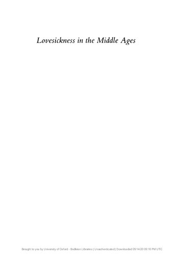 Lovesickness in the Middle Ages: The "Viaticum" and Its Commentaries