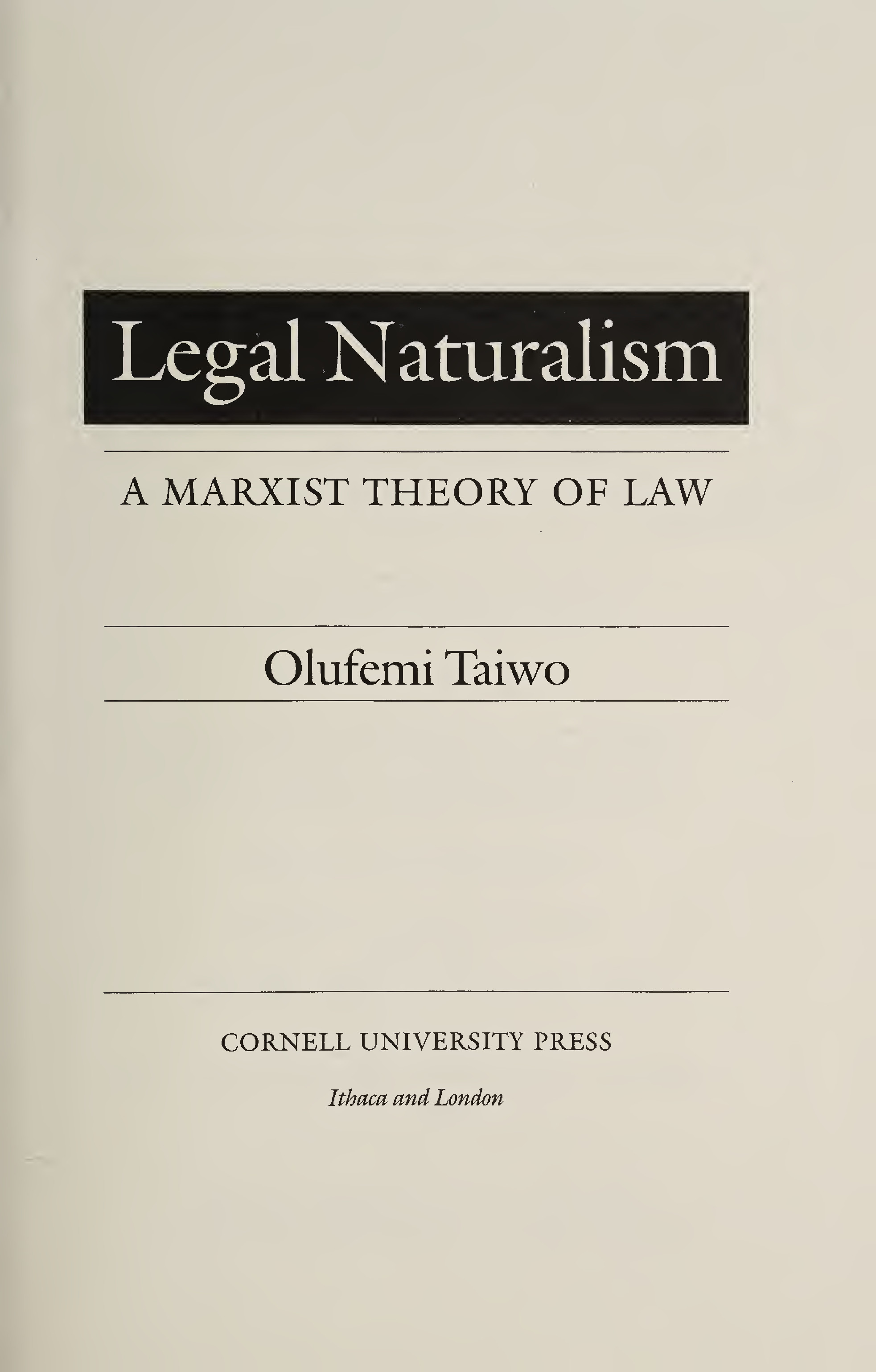Legal Naturalism: A Marxist Theory of Law