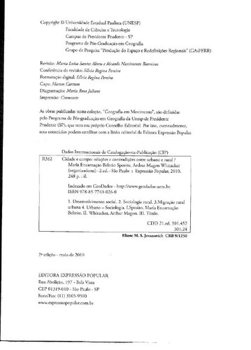 Cidade e campo : relaçoes e contradiçoes entre urbano e rural