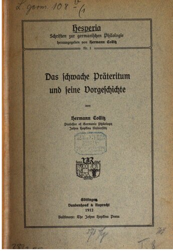 Das schwache Präteritum und seine Vorgeschichte