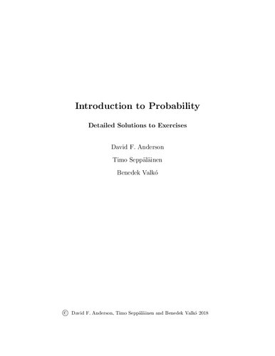 Introduction to Probability (Cambridge Mathematical Textbooks) [SOLUTIONS MANUAL]