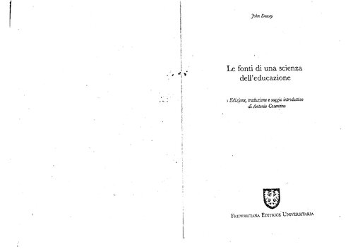 Le fonti di una scienza dell'educazione