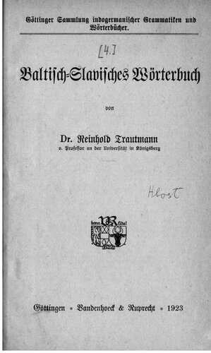 Baltisch-Slawisches Wörterbuch