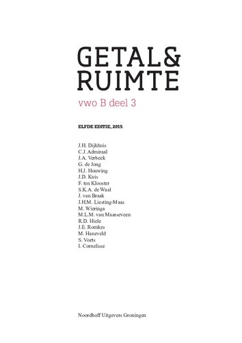 Getal & Ruimte - J.H. Dijkhuis vwo B deel 3