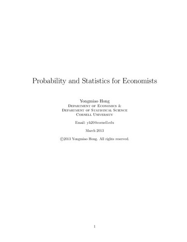 Probability And Statistics For Economists