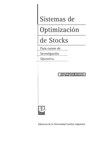 Sistemas de Optimizacion de Stocks (Spanish Edition)