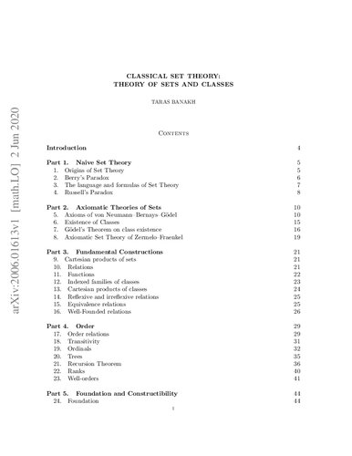 Classical Set Theory: Theory of Sets and Classes