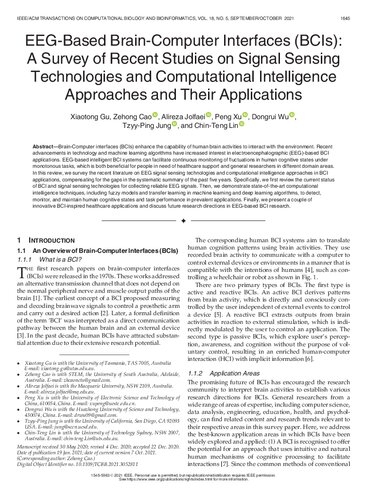 EEG-Based Brain-Computer Interfaces (BCIs): A Survey of Recent Studies on Signal Sensing Technologies and Computational Intelligence Approaches and Their Applications
