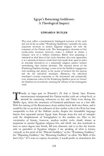 Egypt’s Returning Goddesses: A Theological Inquiry