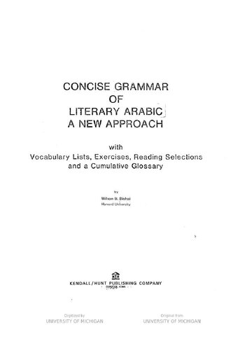 Concise grammar of literary Arabic: A new approach