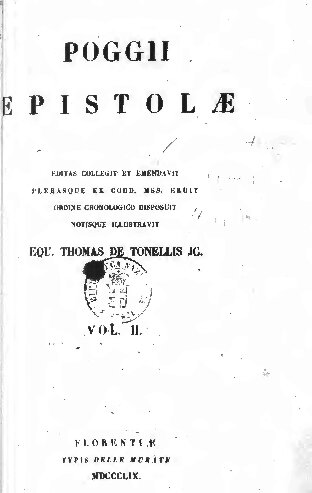 Poggii epistolae, Volumen II: Libri V–IX