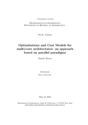 Optimizations and Cost Models for multi-core architectures: an approach based on parallel paradigms