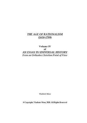 The Age of Rationalism (1658-1789)
