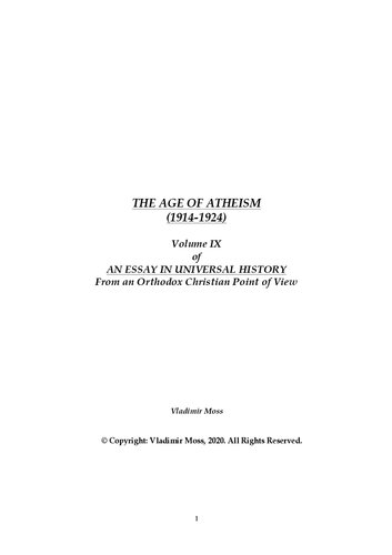 The Age of Atheism (1914-1924)