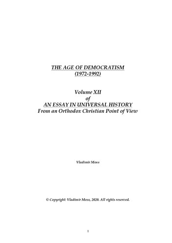 The Age of Democratism (1972-1992)