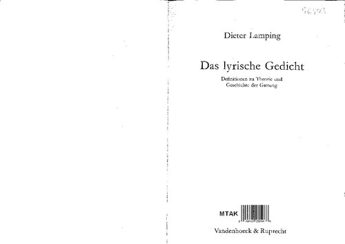 Das lyrische Gedicht: Definitionen zu Theorie und Geschichte der Gattung (Orbis Biblicus Et Orientalis)