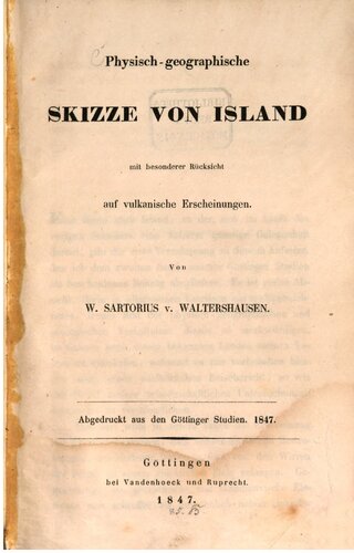 Physisch-geographische Skizze von Island mit besonderer Rücksicht auf vulkanische Erscheinungen