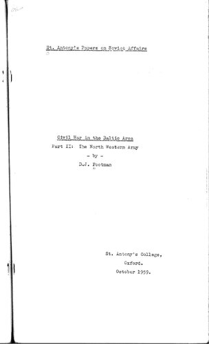 The Civil War in the Baltic States Part II: The North Western Army