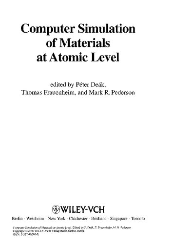 Computer Simulation of Materials at Atomic Level with CD-ROM