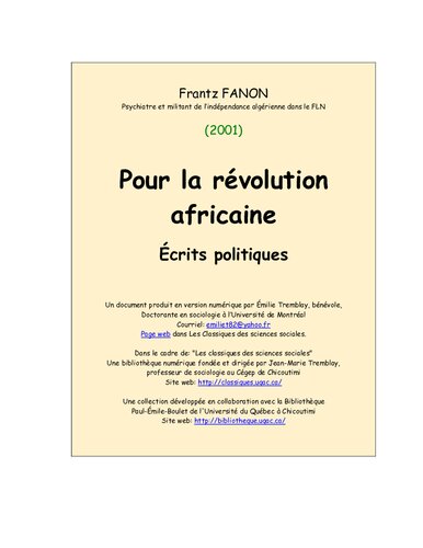 Pour la révolution africaine: Écrits politiques