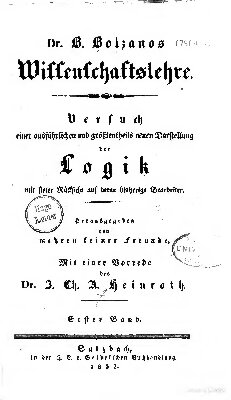 Wissenschaftslehre. Versuch einer ausführlichen und größtentheils neuen Darstellung der Logik. Erster Band