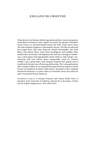 ENGLAND RE-ORIENTED. How Central and South Asian Travelers Imagined the West, 1750–1857