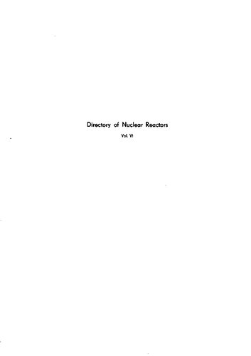 Directory of Nuclear Reactors, Vol. 6. Research, Test and Experimental Reactors (Supplement to Vol. 2, 3 and 5)