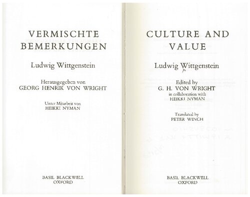 Vermischte Bemerkungen = Culture and Value