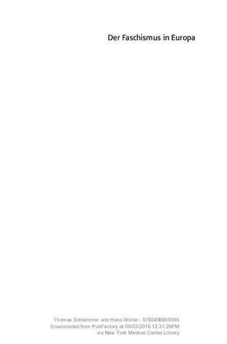 Der Faschismus in Europa. Wege der Forschung