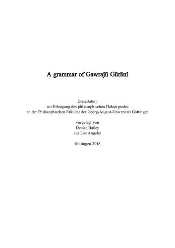 A grammar of Gawraǰū Gūrānī