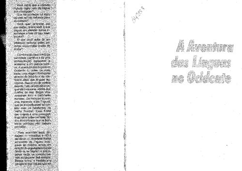 A Aventura Das Linguas No Ocidente