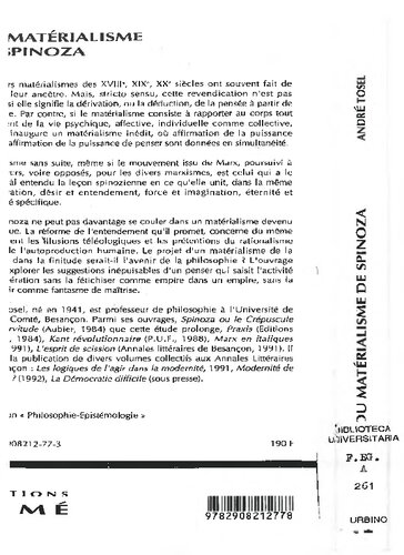 Du materialisme de Spinoza
