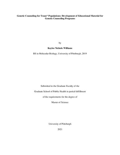 Genetic Counseling for Trans* Populations: Development of Educational Material for Genetic Counseling Programs