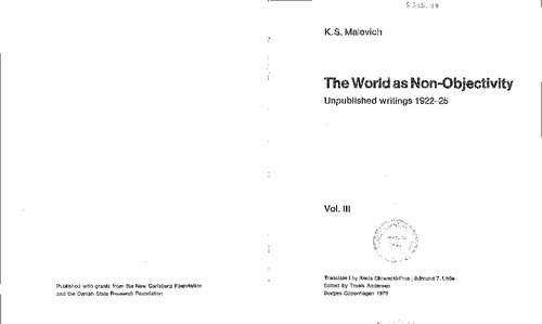 The World as Non-Objectivity. Unpublished writings 1922-25_essays on art_vol. iii