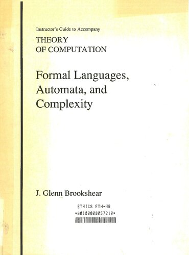 Instructor's Guide to Accompany THEORY OF COMPUTATION Formal Languages, Automata, and Complexity